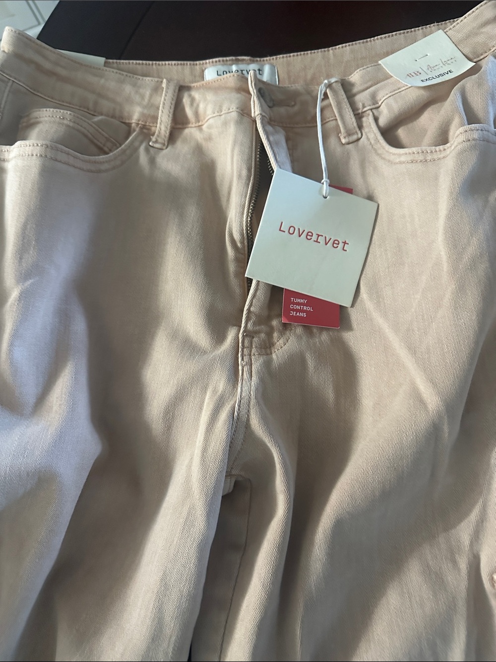 Lovervet Light pink Tummy Control Jeans with cargo pockets